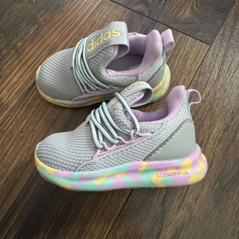adidas Kids Toddler Lite Racer Adapt 7.0 Running Shoes Gray Sneakers Size 5K